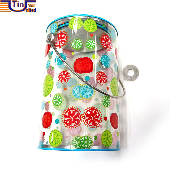 Colorful Printed Tin Can with Handle - TMY427