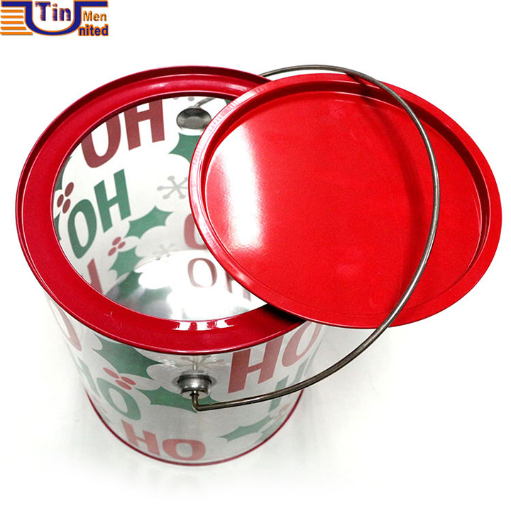 Round Transparent Tin Can with Handle - TMY438